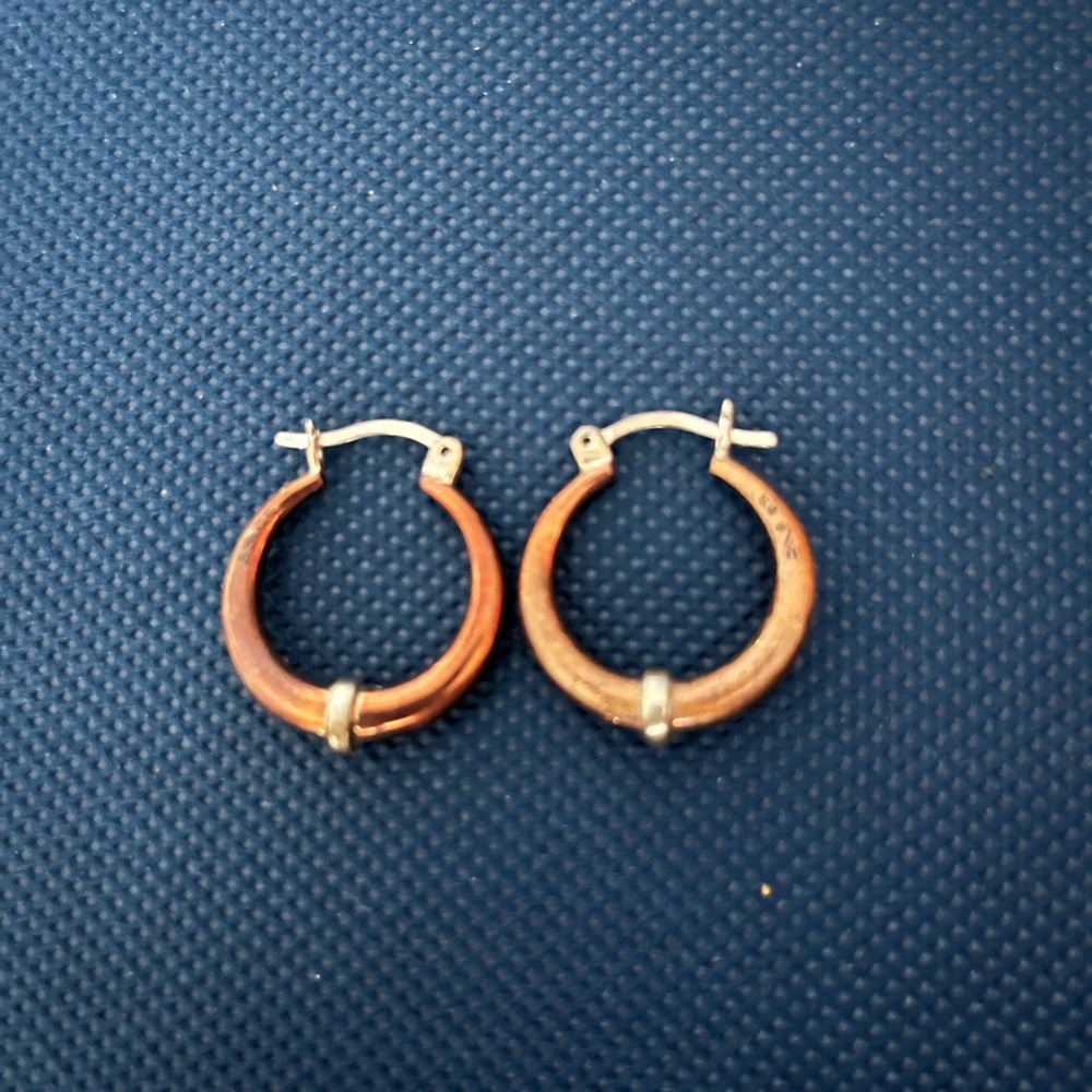 Elegant Copper & Sterling Silver Hoop Earrings